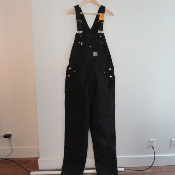 CARHARTT Relaxed Fit Duck Bib Overall in Black Rip Stop Workwear Sz 36 x 36 NWT - Picture 2 of 16